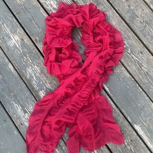 Anthropologie Ruffle Pucker Scarf Wrap in Fushia Pink